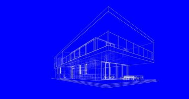 İnşaat planının 3B mimari tasarımı