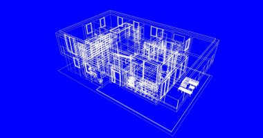 İnşaat planının 3B mimari tasarımı