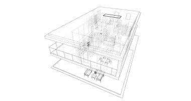 İnşaat planının 3B mimari tasarımı