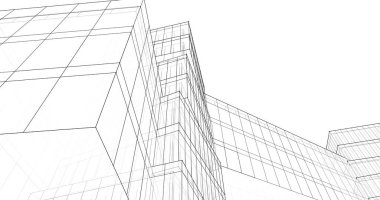 Mimari sanat konseptinde soyut çizgiler, minimum geometrik şekiller. 