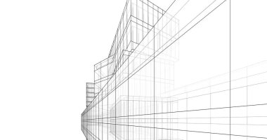 Mimari sanat konseptinde soyut çizgiler, minimum geometrik şekiller. 