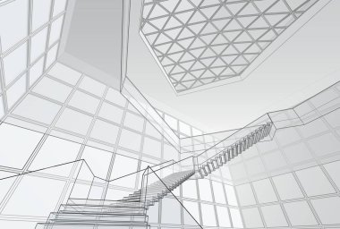 Mimari sanat konseptinde soyut çizgiler, minimum geometrik şekiller. 