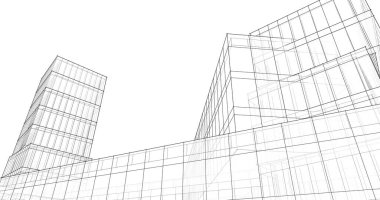 Mimari sanat konseptinde soyut çizgiler, minimum geometrik şekiller. 