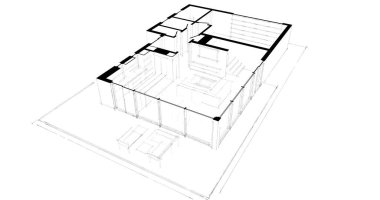 İnşaat planının 3B mimari tasarımı