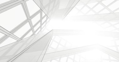 Mimari sanat konseptinde soyut çizgiler, minimum geometrik şekiller. 