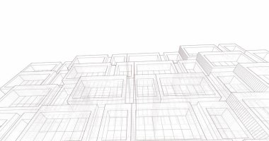 Mimari sanat konseptinde soyut çizgiler, minimum geometrik şekiller. 