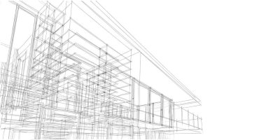 İnşaat planının 3B mimari tasarımı