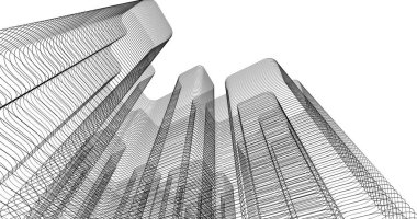 Mimari sanat konseptinde soyut çizgiler, minimum geometrik şekiller. 