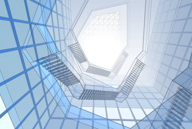 Mimari sanat konseptinde soyut çizgiler, minimum geometrik şekiller. 