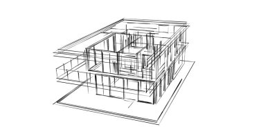 İnşaat planının 3B mimari tasarımı