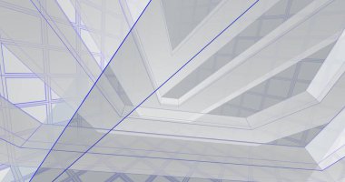 Mimari sanat konseptinde soyut çizgiler, minimum geometrik şekiller. 