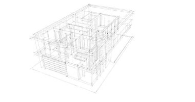 İnşaat planının 3B mimari tasarımı