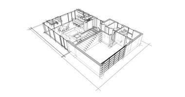 İnşaat planının 3B mimari tasarımı