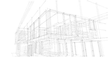 İnşaat planının 3B mimari tasarımı