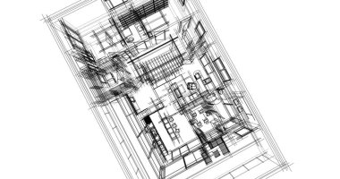 İnşaat planının 3B mimari tasarımı