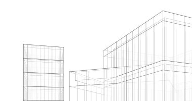 Mimari sanat konseptinde soyut çizgiler, minimum geometrik şekiller. 