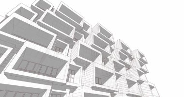 Mimari sanat konseptinde soyut çizgiler, minimum geometrik şekiller. 