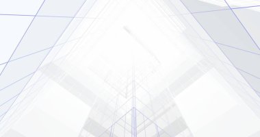 Mimari sanat konseptinde soyut çizgiler, minimum geometrik şekiller. 