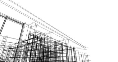 İnşaat planının 3B mimari tasarımı