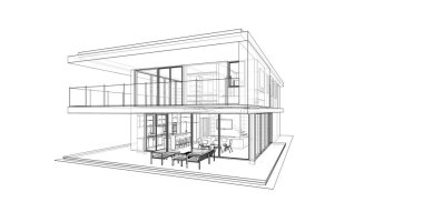 İnşaat planının 3B mimari tasarımı