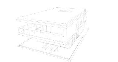 İnşaat planının 3B mimari tasarımı