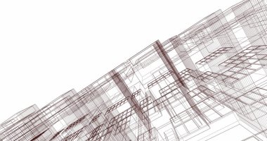 Mimari sanat konseptinde soyut çizgiler, minimum geometrik şekiller. 