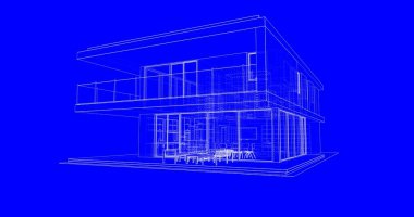 İnşaat planının 3B mimari tasarımı