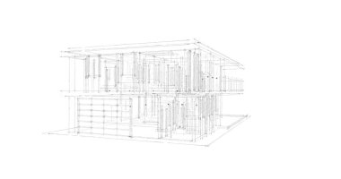 İnşaat planının 3B mimari tasarımı