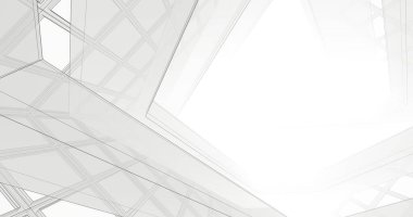 Mimari sanat konseptinde soyut çizgiler, minimum geometrik şekiller. 