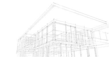 İnşaat planının 3B mimari tasarımı