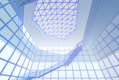 Mimari sanat konseptinde soyut çizgiler, minimum geometrik şekiller. 