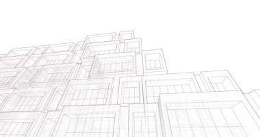 Mimari sanat konseptinde soyut çizgiler, minimum geometrik şekiller. 