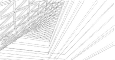 Mimari sanat konseptinde soyut çizgiler, minimum geometrik şekiller. 