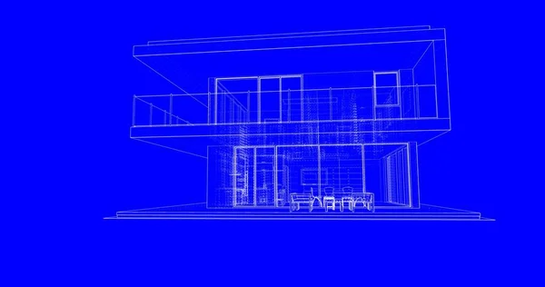 建筑施工的三维建筑图解设计 — 图库照片