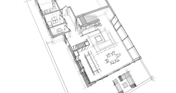 建築物の3D建築イラストデザイン — ストック写真