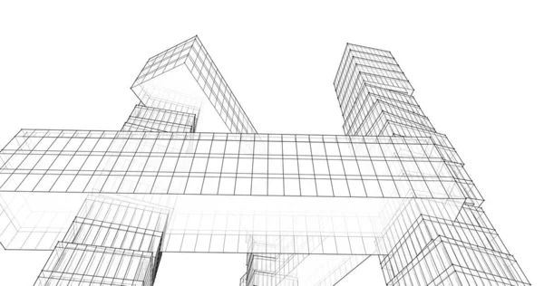 建筑艺术概念中的抽象绘图线 最小几何形状 — 图库照片