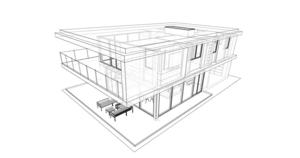 建筑施工的三维建筑图解设计 — 图库照片