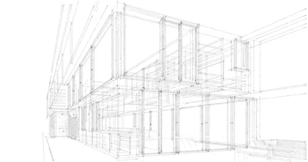 Architectuur Illustratie Ontwerp Van Bouwplan — Stockfoto