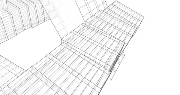 Líneas Abstractas Dibujo Concepto Arte Arquitectónico Formas Geométricas Mínimas — Foto de Stock