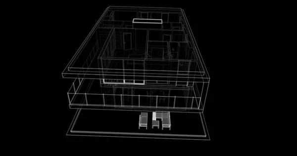 Architektura Ilustracja Projekt Planu Budowy Budynku — Zdjęcie stockowe