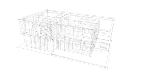 Architectuur Illustratie Ontwerp Van Bouwplan — Stockfoto