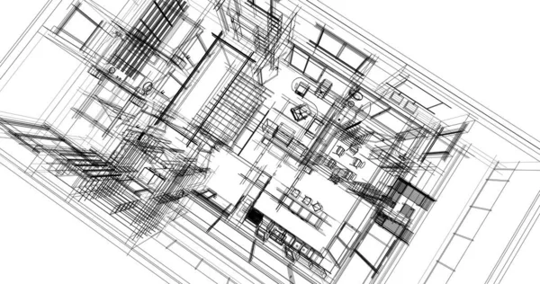 Проектирование Плана Строительства Здания Использованием Архитектуры — стоковое фото