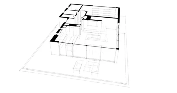 Architektur Illustration Entwurf Des Bauplans — Stockfoto