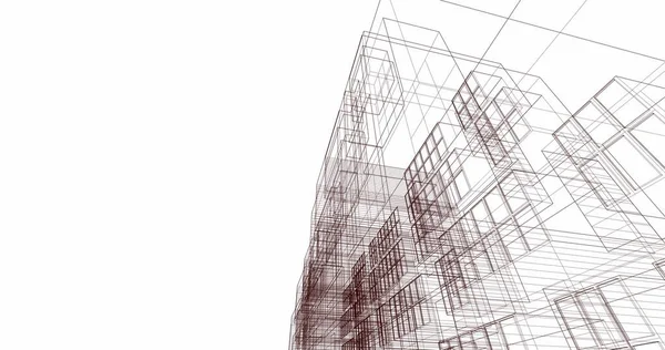 Abstract Drawing Lines Architectural Art Concept Minimal Geometrical Shapes — Stock Photo, Image