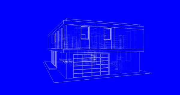 建築計画の3D建築イラストデザイン — ストック写真