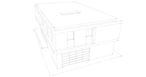 建筑施工规划的三维建筑图解设计 — 图库照片