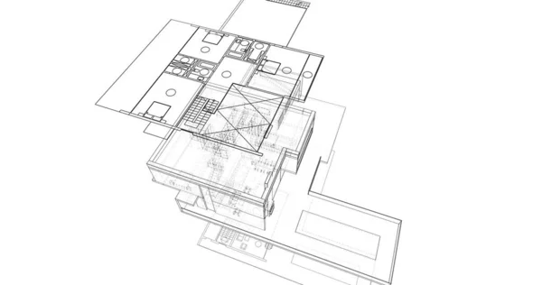 Abstraktní Architektonická Tapeta Digitální Pozadí — Stock fotografie