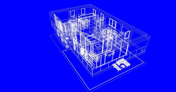 İnşaat planının 3B mimari tasarımı