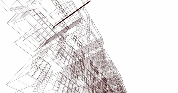 Abstract Drawing Lines Architectural Art Concept Minimal Geometrical Shapes — Stock Photo, Image