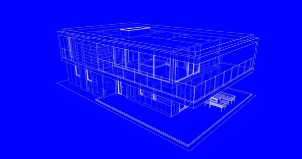 Architectuur Illustratie Ontwerp Van Bouwplan — Stockfoto